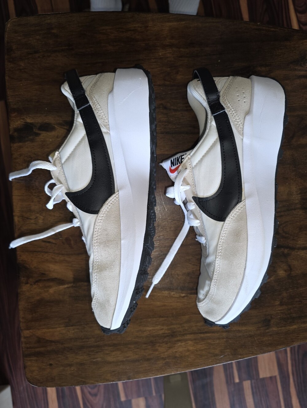 Nike Waffle one Women’s Cream and Black Low-Profile Sneakers